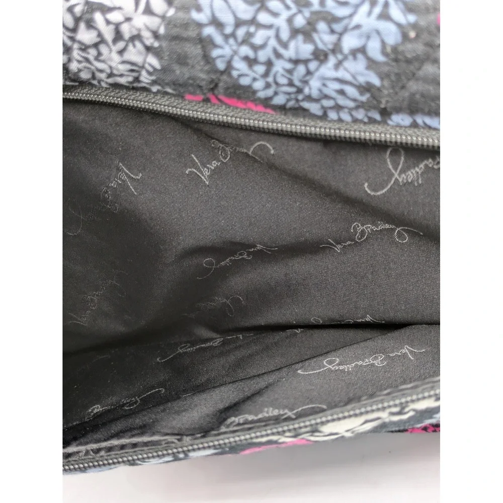Vera Bradley Quilted Messenger Laptop Bag Pink Gray Black Floral 15x12x4